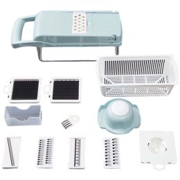 Kitchen Multi - function Dicing and Cutting Vegetables Magic Tool Potato Wire Cutter Grater - blue
