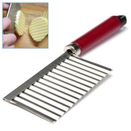 Stainless Steel Potato Chip Dough Vegetable Crinkle Wavy Cutter Slicer Fruits Food Cutterly - random - 1