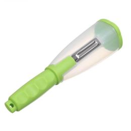 Multifunctional Storage Type Peeling Knife Peeling Knife With Storage Tube Peeler Peeling Apple - Green