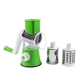 Manual Vegetable Cutter Slicer Multifunctional Round Mandoline Slicer Potato Cheese Kitchen Gadgets - Green