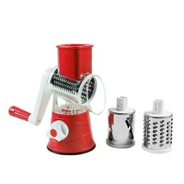 Manual Vegetable Cutter Slicer Multifunctional Round Mandoline Slicer Potato Cheese Kitchen Gadgets - Red