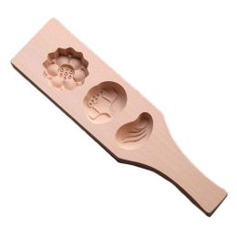 Wooden Moon Cake Mold Wagashi Snow Skin Mooncake Mold DIY Rice Cake Baking Mold 3D Lotus 15-30g - Default
