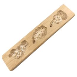Wooden Moon Cake Mold Steamed Pumpkin Pie Pastry Rice Cake Wooden DIY Baking Mold Bird Leaf Cucurbit 40g - Default