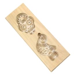 Wooden Mooncake Mold Pastry Mold Bean Paste Cake Baking Tools Bird Basket 50g - Default