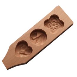 Wooden Moon Cake Mold DIY Rice Cake Baking Mold Wagashi Snow Skin Mooncake Mold Tulip 40g - Default