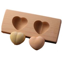 Wooden Moon Cake Mold DIY Rice Cake Baking Mold Children Steamed Bread Mold Hearts 25g - Default