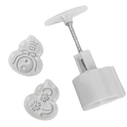 2 Stamps Moon Cake Mold Bean Paste Cake Mold Plastic DIY Baking Mold Cucurbit 65g - Default