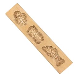 Wooden Moon Cake Mold Steamed Pumpkin Pie Pastry Rice Cake Wooden DIY Baking Mold Basket Fish Cicada 40g - Default