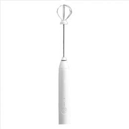 Household Hand Held Electric Coffee Cream Whisk - WHITE