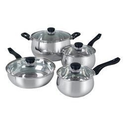 Oster Rametto 8 Piece Stainless Steel Kitchen Cookware Set with Glass Lids - 78719.08