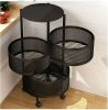 3 Layers Rotatable Basket Kitchen Vegetable Fruits Rolling Storage Cart Rack - US22-0561