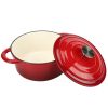 COOKWIN Enameled Cast Iron Dutch Oven with Self Basting Lid, Enamel Coated Cookware Pot 4.5QT - red