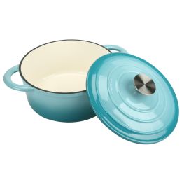 COOKWIN Enameled Cast Iron Dutch Oven with Self Basting Lid, Enamel Coated Cookware Pot 4.5QT - teal