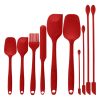10 PCS Spatula Set High Heat Resistant Kitchen Utensil Set Seamless Design Stainless Steel Core For Cooking Baking - red
