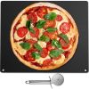 Party Dinner Steel Pizza Baking Plate Stone Baking Surface For Oven Cooking And Baking - Black - 16.1" x 14.2" x 0.4"