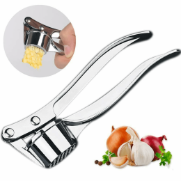Home Stainless Steel Small Garlic Press Crusher Mincer Chopper Peeler Squeeze Cutter  - Silver - Kitchen Tools