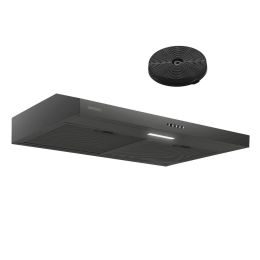 30 in. Stainless Steel Under Cabinet Range Hood Vent Cooking 230 CFM Kitchen 3 Speed cooker hood wit - black