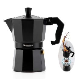 Electric Aluminum Stovetop Espresso Maker Espresso Cup Maker Italian Espresso - Black - 3 cups