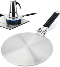 Heat Diffuser, 8 inch Simmer Ring Plate Induction Adapter Plate for Gas Stove Stainless Steel with Foldable Handle Induction Hob Ring Plate - 8 in