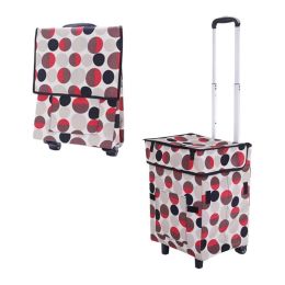 Foldable Shopping Cart with Wheels Oxford Fabric Trolley Bag Collapsible Reusable Tote Bags Grocery Cart for Travel Home Kitchen Supermarket  - Circle