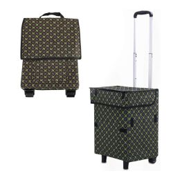 Foldable Shopping Cart with Wheels Oxford Fabric Trolley Bag Collapsible Reusable Tote Bags Grocery Cart for Travel Home Kitchen Supermarket  - Star