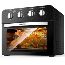 Geek Chef Air Fryer Oven , Countertop Toaster Oven,3-Rack Levels, 4 mechinical knobs,Black housing with single glass door(24 QT 1700W) - default