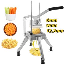 6mm/9mm/12.7mm Commercial Home Vegetable Fruit Dicer Cutter  Slicer Chopper Manual Cutting Machine - Silver - 6 mm
