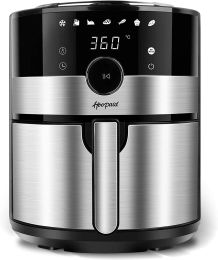 Air Fryer 3.6 Quart, Family Electric Oilless Hot Air Fryer Oven, with Non-Stick Basket and Rack Touch Screen and Knob, 8 Preset Modes, LED Display - 3
