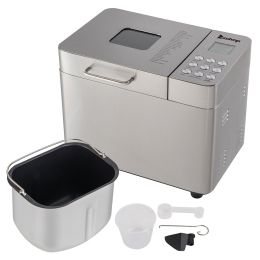 2LB Stainless Steel Programmable Bread Maker Machine With Exhaust Funnel and Powerful DC Motor XH - Stainless Steel Color