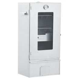 BBQ Oven Smoker with 2.2lbs Wood Chips 17.5"x11.4"x32.7" - Silver