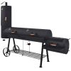 BBQ Charcoal Smoker with Bottom Shelf Black Heavy XXXL - Black