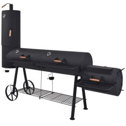 BBQ Charcoal Smoker with Bottom Shelf Black Heavy XXXL - Black