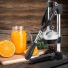Citrus Juicer Manual Fruit Juicer and Orange Squeezer Metal Hand Press Juice, Heavy Duty Orange Juicer Lemon Lime Squeezer Pomegranate - Black
