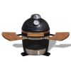 Kamado Barbecue Grill Smoker Ceramic 17.3" - Black