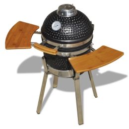 Kamado Barbecue Grill Smoker Ceramic 29.9" - Black