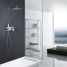 Trustmade 10 Inches Shower System Bathroom Luxury Rain Mixer Shower Combo Set Wall Mounted Rainfall Shower Head System, Rough-in Valve Body and Trim I