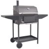 BBQ Charcoal Smoker with Bottom Shelf Black - Black