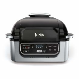 Ninja AG301 Foodi 5-in-1 Indoor Grill with Air Fry, Roast, Bake & Dehydrate, Black/Silver - Indoor Grill