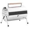 Portable Tabletop Charcoal BBQ Grill Stainless Steel Double Grids - Silver