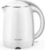 KOIOS 1.8L 304 Stainless Steel Hot Water Boiler, Cool Touch Anti-Scald Double Wall Electric Tea Kettle - White