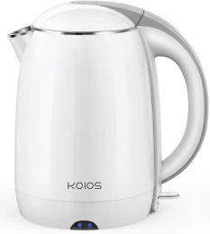 KOIOS 1.8L 304 Stainless Steel Hot Water Boiler, Cool Touch Anti-Scald Double Wall Electric Tea Kettle - White