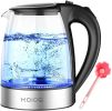 KOIOS Electric Kettle-1500W-Fast Boil with LED Light-1.8L Glass Tea Kettle-Auto Shut-Off-Cordless -Boil-Dry Protection-Stainless Steel Inner Lip - Whi
