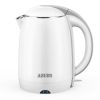 AZEUS 1500W Electric Kettle, BPA Free Double Wall Water Kettle with 304 Stainless Steel, 1.8L Large Capacity - White