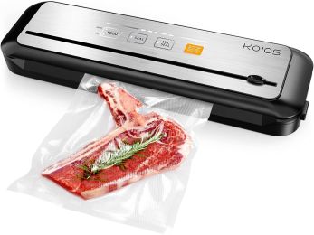 KOIOS Vacuum Sealer Machine, 85Kpa Automatic Food Sealer for Food Savers with Cutter, Pulse Function, Dry & Moist Modes, Compact Design - Black