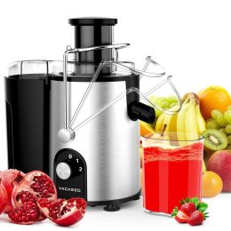 [ Unique Version] VACASSO Juicer with Utility Patent  400W Juicer Machines Wide Mouth Fruits & Vegetables Centrifugal Juice Extractor - Black+Silver
