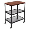 3-Tier Kitchen Microwave Cart, Rolling Kitchen Utility Cart, Standing Bakers Rack Storage Cart with Metal Frame for Living Room Brown - Brown