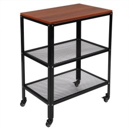 3-Tier Kitchen Microwave Cart, Rolling Kitchen Utility Cart, Standing Bakers Rack Storage Cart with Metal Frame for Living Room Brown - Brown