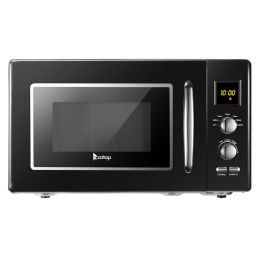 ZOKOP 23L / 0.9cuft Retro Microwave Oven With Display/Silver Handle RT - Black