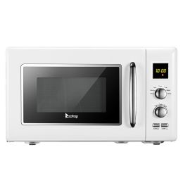 ZOKOP 23L / 0.9cuft Retro Microwave Oven With Display/Silver Handle RT - White