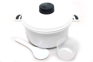 Food-Grade Microwaveable 10-Cup Kitchen Pressure Cooker & Steamer w/ Cup & Paddle, 2.5 Quart Capacity by Pride Of India 80 oz - Plastic Jar